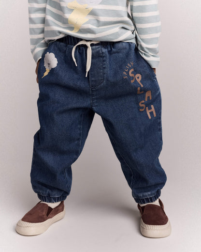 Carter's Toddler 'Splish, Splash' Cins Jogger Şalvarı - Mavi