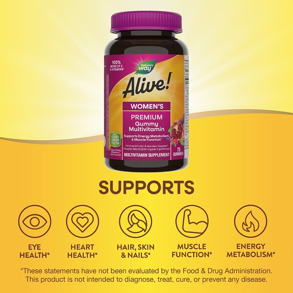 Nature's Way Alive Qadın Premium Qamma Multivitamin Üzüm Gilas Göyçəyin Acai 75 Qamma