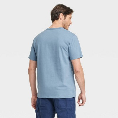 Goodfellow & Co Kişi Vintage Qısa Kollu Henley Köynəyi Mavi L