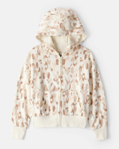 Carter's Qız Günəş Xəyalı Leopar Nəqşi Huddi Gödəkçə - Krem