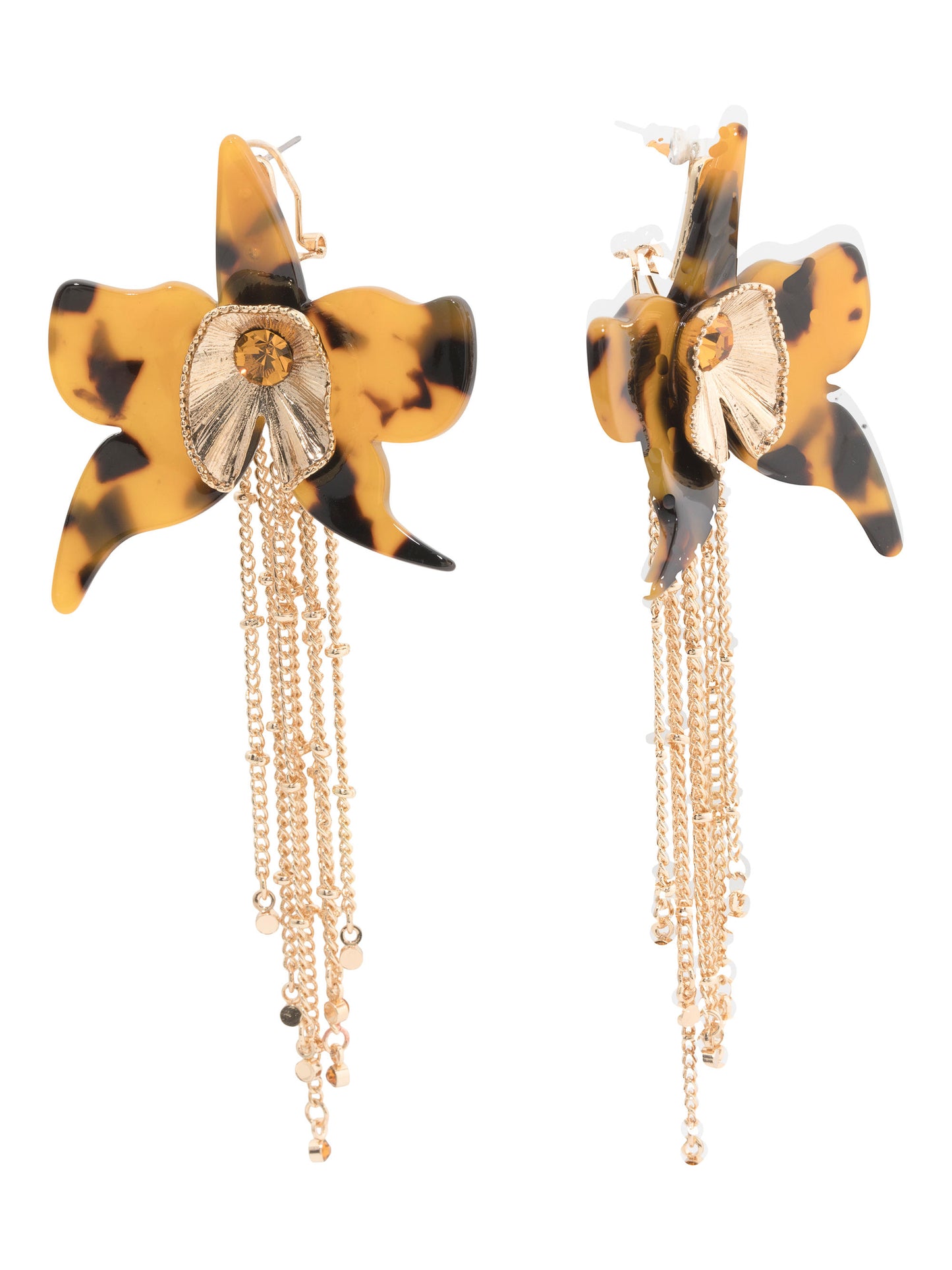 BETSEY JOHNSON Qızılı Kaplama Orkide Damcı Küpələr