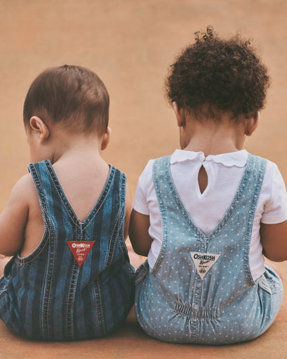 Carter's Uşaq Çizgili Denim Qısa Kombinezon - Tünd Yuma