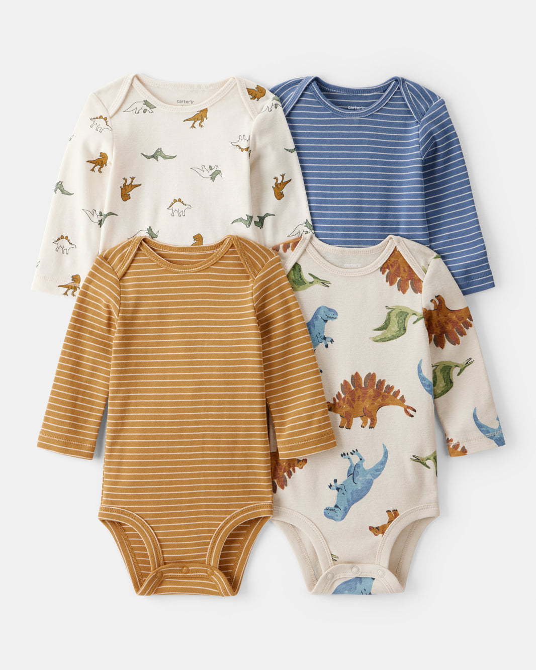 Carter's Uşaq Oğlan 4-Pack Dinozavr Naxışlı Pamuk Uzun Tməvvəc Bodysuit