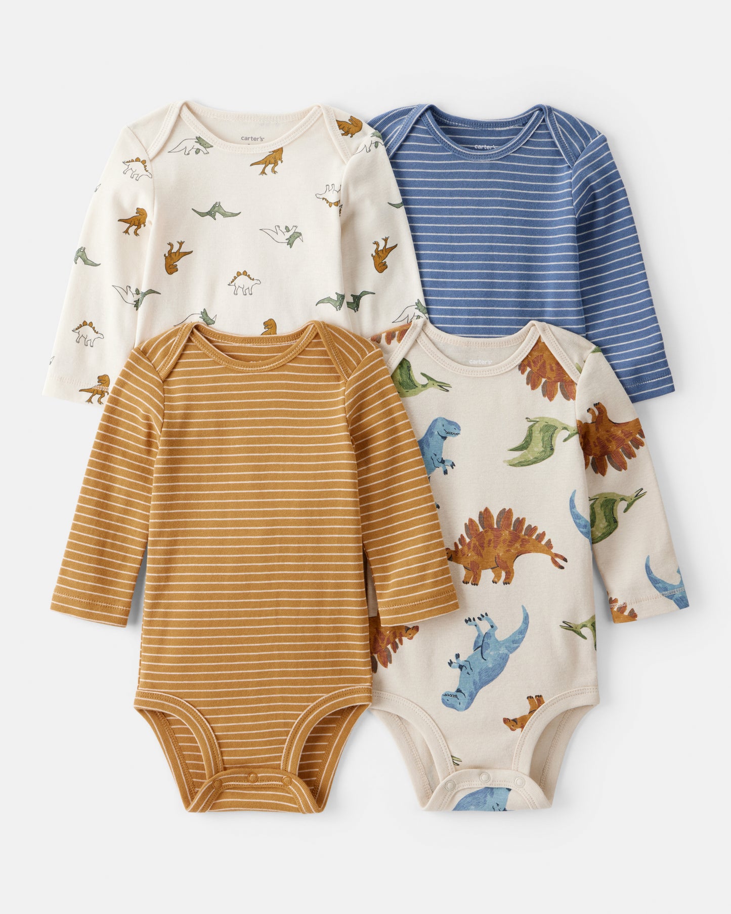 Carter's Uşaq Oğlan 4-Pack Dinozavr Naxışlı Pamuk Uzun Tməvvəc Bodysuit