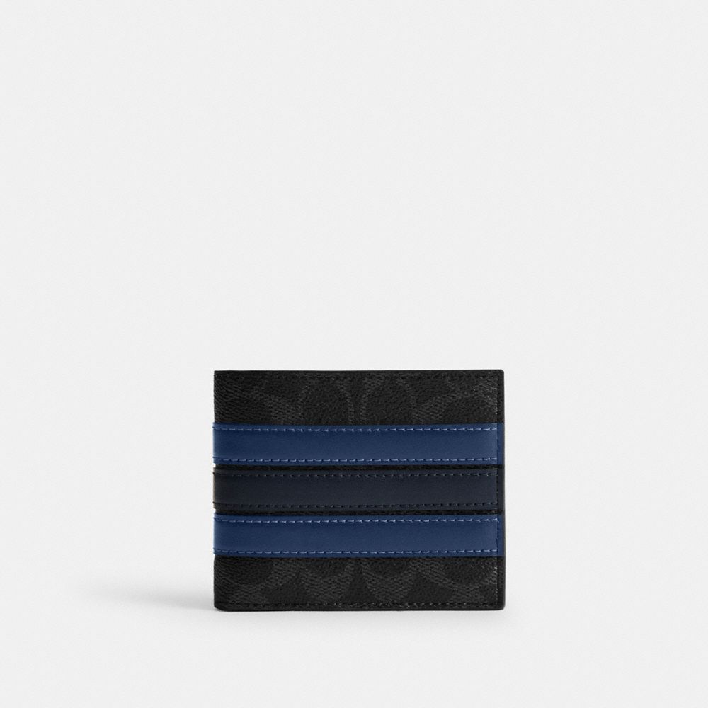 Coach Id Billfold Cüzdan Signature Canvas Varsity Stripe ilə