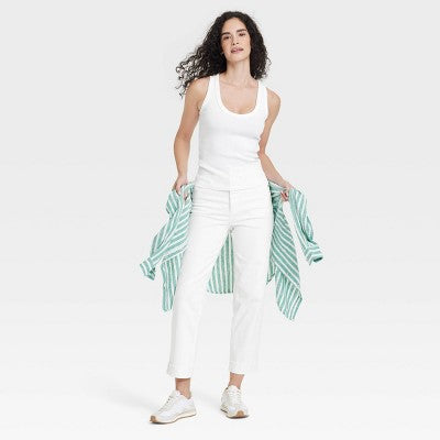 Universal Thread Qadın Dar Oturan Kolsuz Bluza Ağ XL