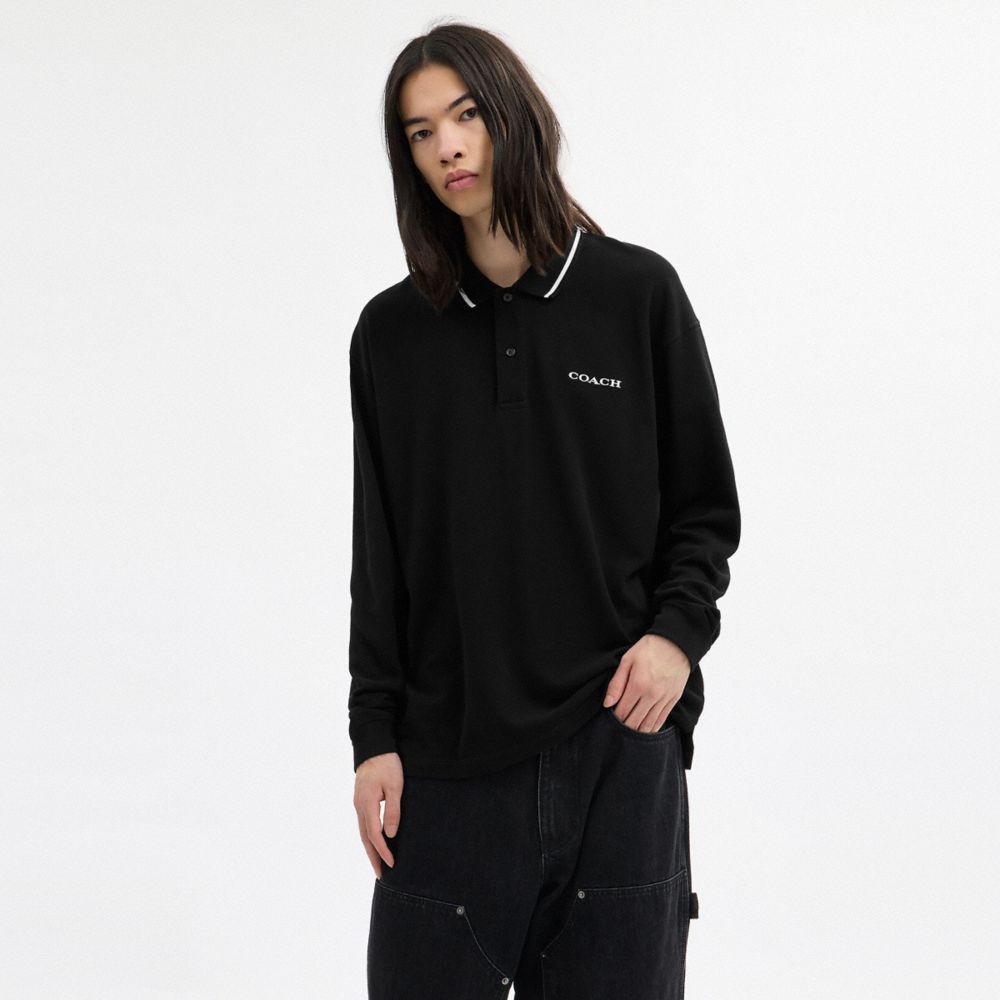 Coach Signature Trim Uzun Qol Polo Regenerativ Pambıqdan