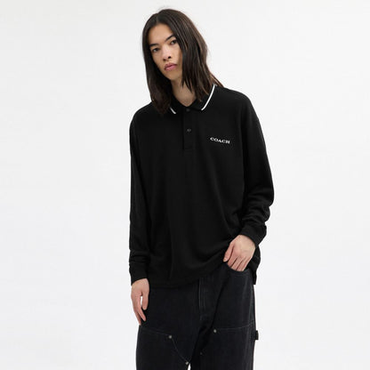 Coach Signature Trim Uzun Qol Polo Regenerativ Pambıqdan