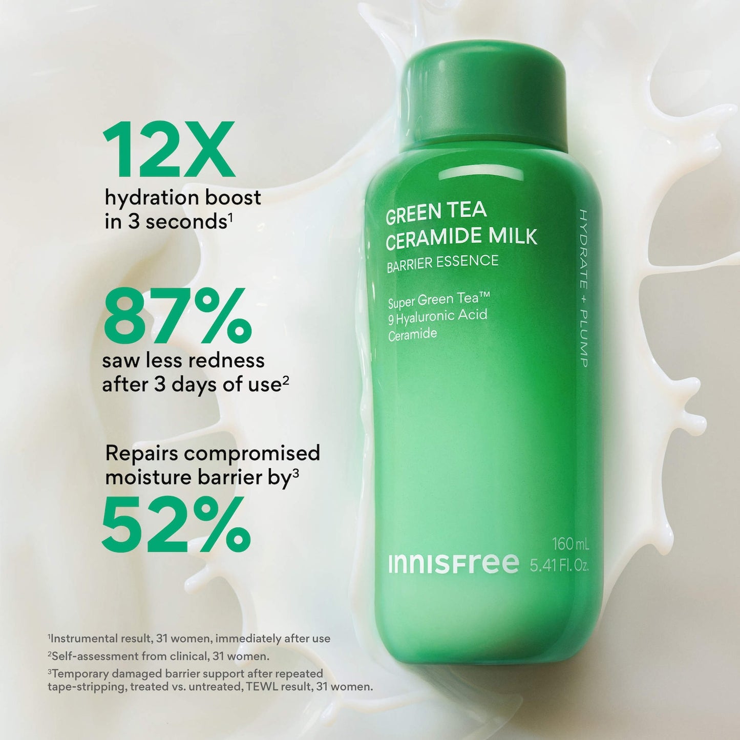 innisfree Mini Yaşıl Çay Ceramide Süt Tonikü Hidratasyon və Bariyer Onarması üçün