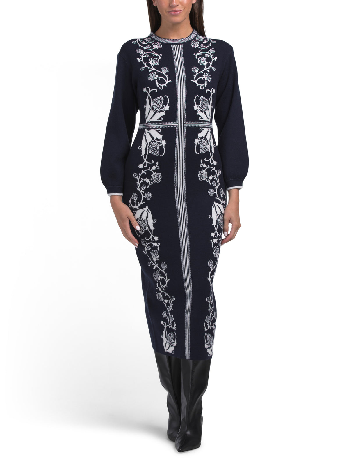 Uzun Səvətli Toxunma Jacquard Sveiter Geyimi