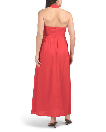 WHITE CLOSET Kətan Qarışıq Halter Maksi Geyim
