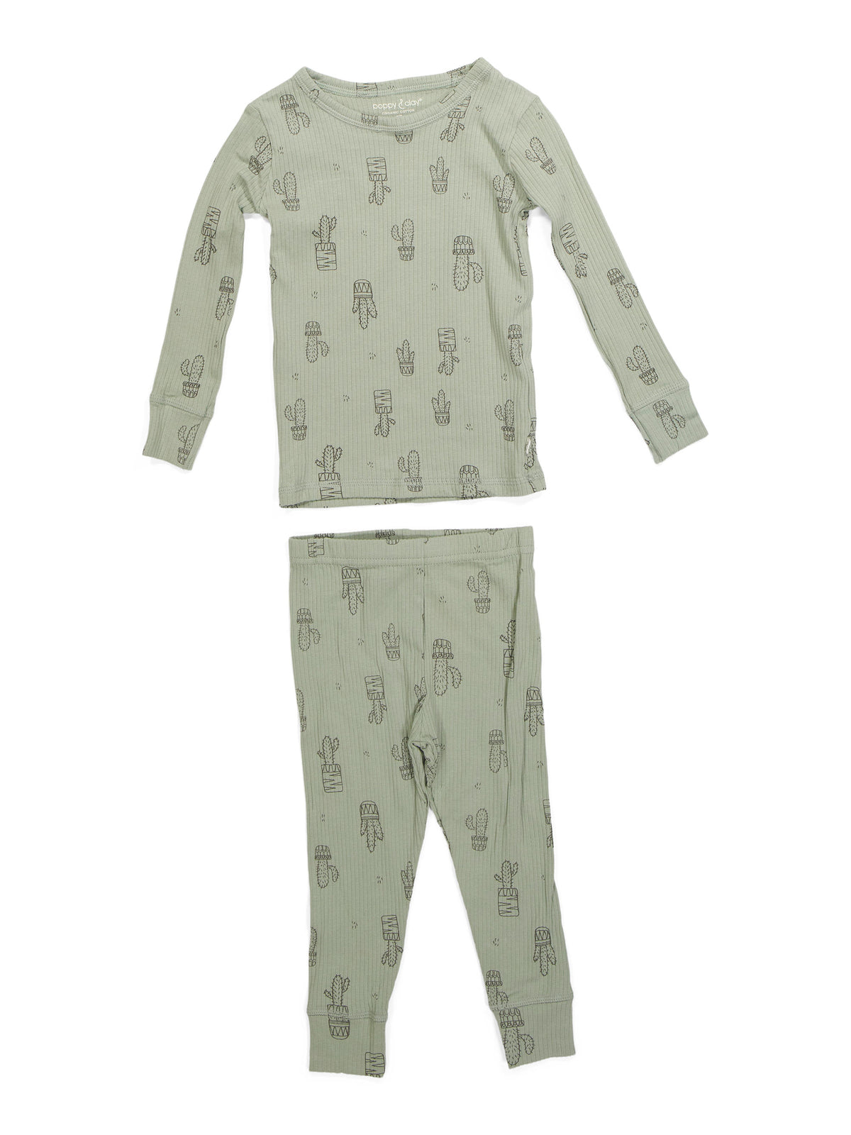 POPPY & CLAY Uşaq Oğlan Organik Pambıq Qarışımlı Ribli Köynək və Şalvar Pijama Dəsti