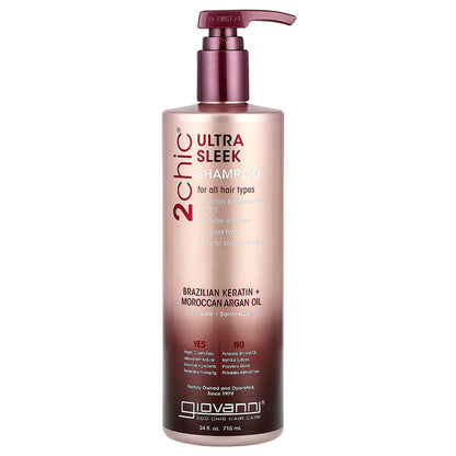 Giovanni 2chic Ultra Sleek Şampun Bütün Saç Tiplari Üçün Braziliya Keratini Maroko Argan Yağı 710 ml