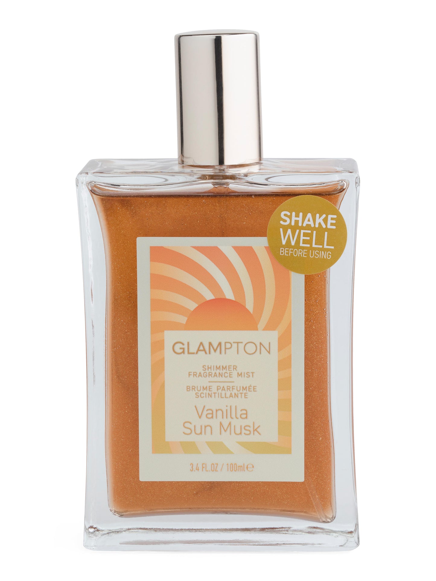 GLAMPTON 3.4oz Vanil Günəş Muskusu Işıltılı Bədən Sprey
