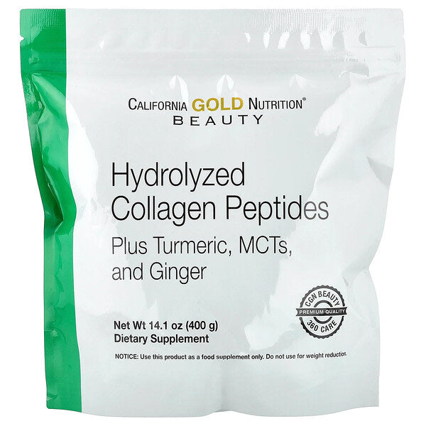 California Gold Nutrition Hidrolizə Kollagen Peptidləri Zerdeçal, MCT və Zəncəfil ilə 400 q