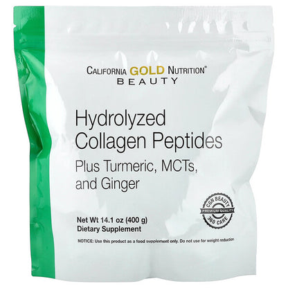 California Gold Nutrition Hidrolizə Kollagen Peptidləri Zerdeçal, MCT və Zəncəfil ilə 400 q