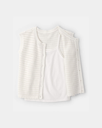 OshKosh B'gosh Qız 2-Parçalı Sviter Üst Dəsti - Ağ