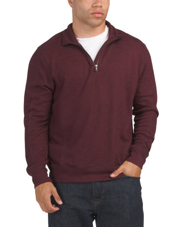 LANDS END Logan Slub Knit Quarter Zip Bluzka