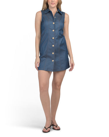 BCBG Denim Düymə Açıqlı Mini Geyim