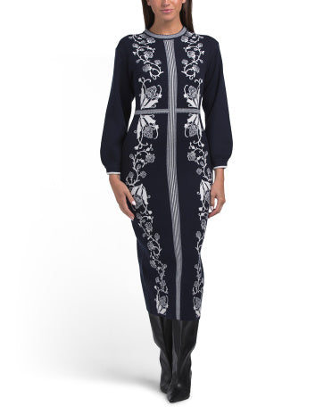 Uzun Səvətli Toxunma Jacquard Sveiter Geyimi