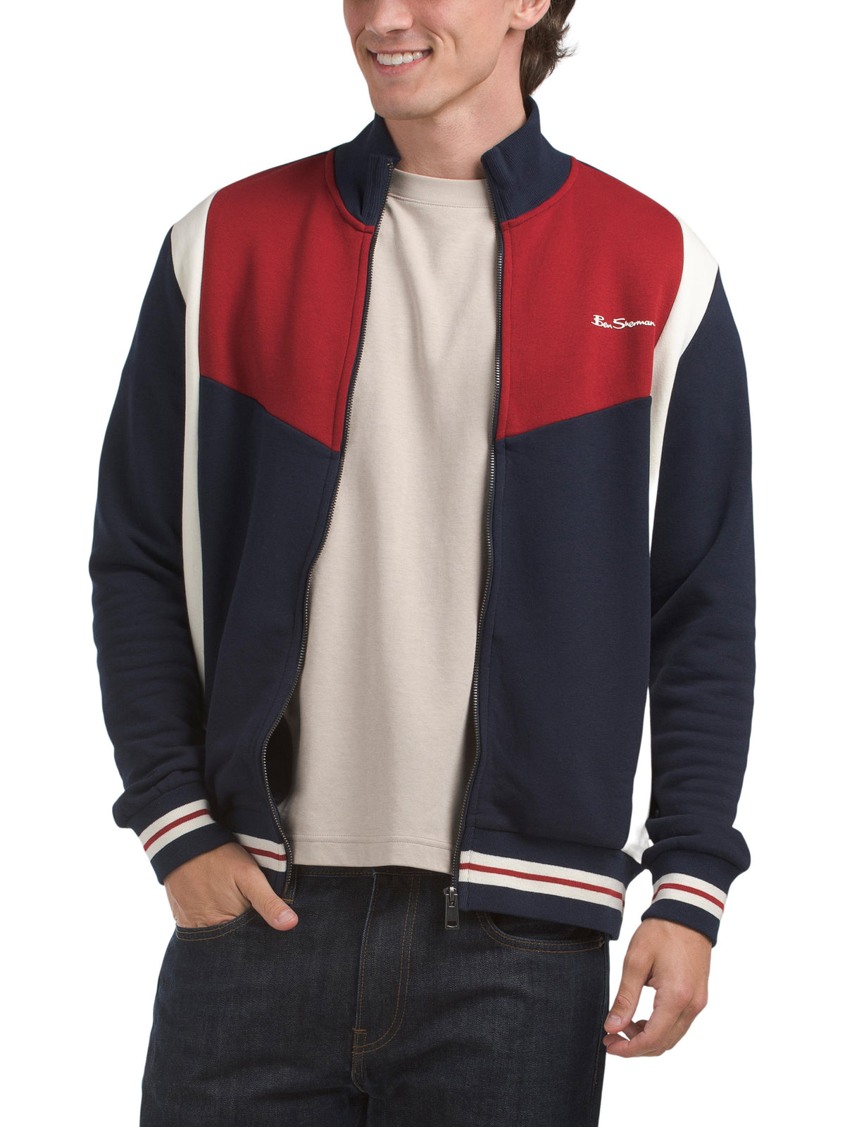 BEN SHERMAN Zip Through Funnel Neck Sweater Qadın Sıdırması