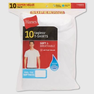 Hanes Kişi Nəmlik Çəkən Ekipaj Boynulu Könəkçə 10lu Paket - Ağ XL