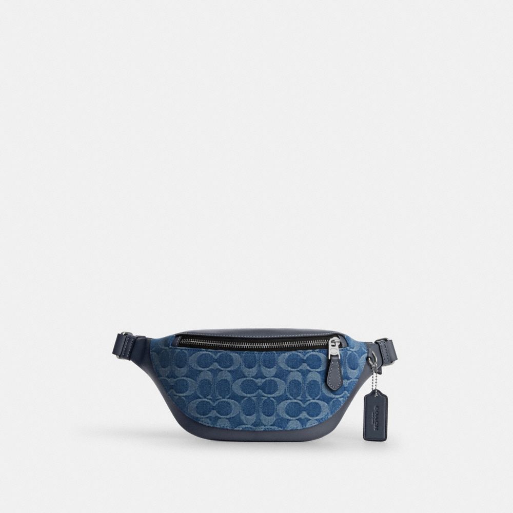 Coach Warren Mini Bel Çantası Signature Denim