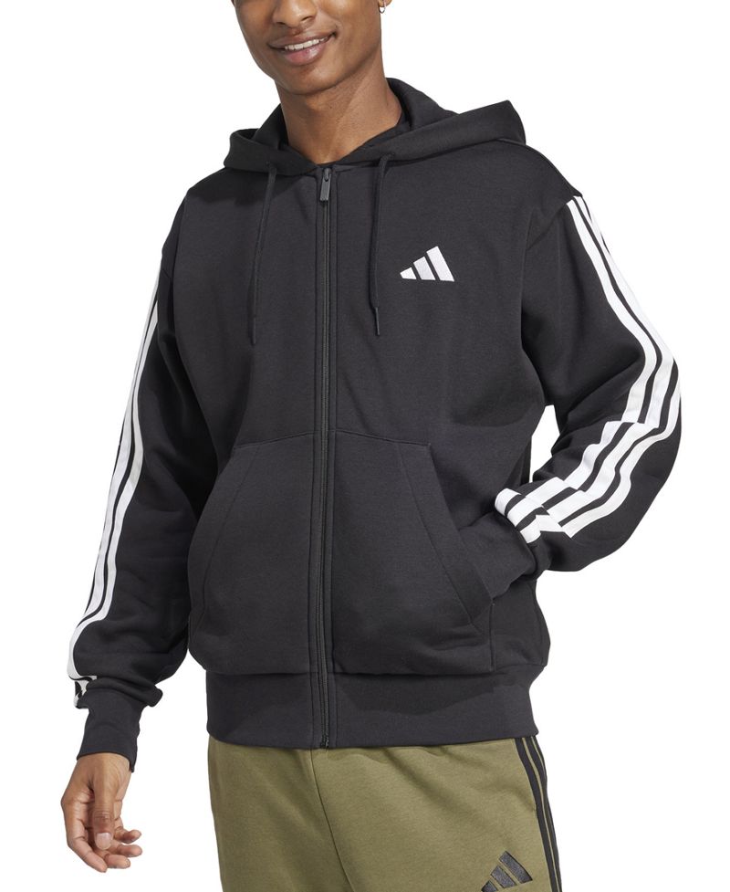 adidas Kişi Regular-Fit 3-Zolaq Tam Fermuarlı Fleece Huddi
