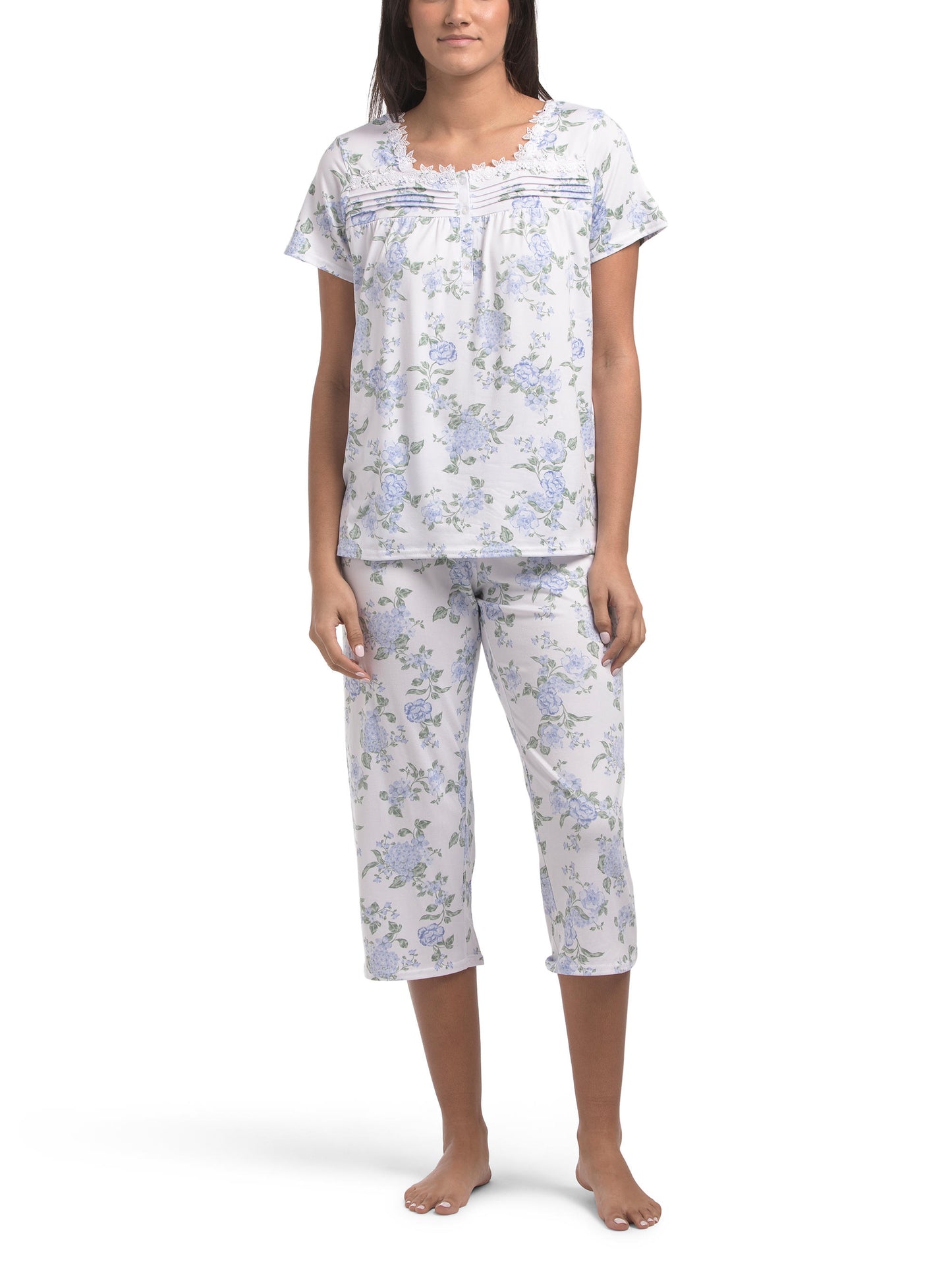 LAURA ASHLEY Çiçəkli Qısa Tənli Kapri Pijama Dəsti (2 Əşya)