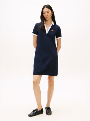 Tommy Hilfiger Nakışlı Hilfiger Script Polo Geyimi, Tünd Mavi