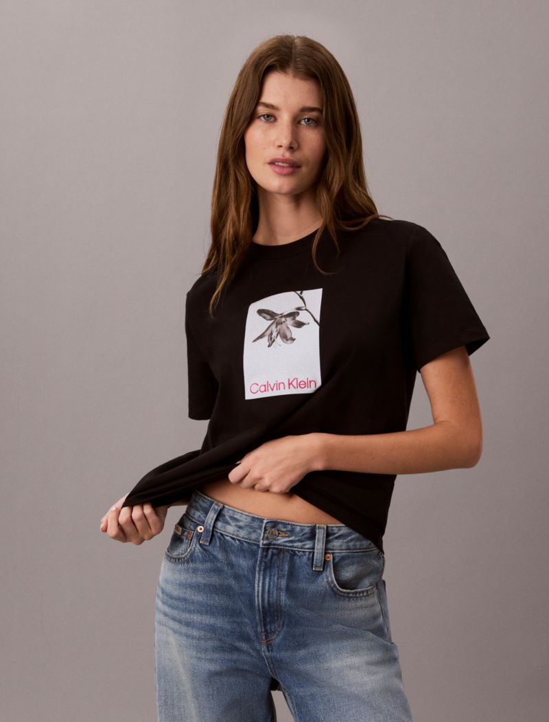 Calvin Klein Floral Photo Graphic Klassik Köynək