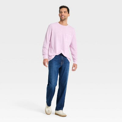 Goodfellow & Co Kişi Vintage Uzun Qollu Cib Köynəyi Lavanda XXL