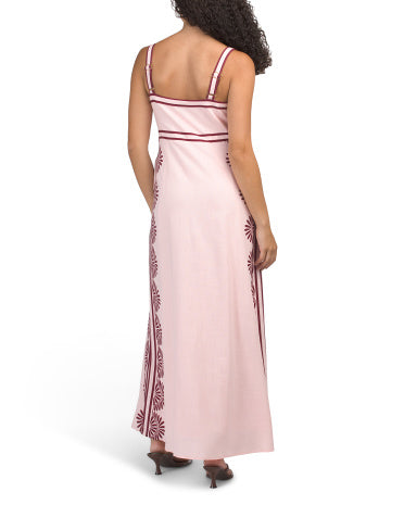 WHITE CLOSET Kətan Qarışıqlı Kolsuz Çiçəkli Maxi Geyim