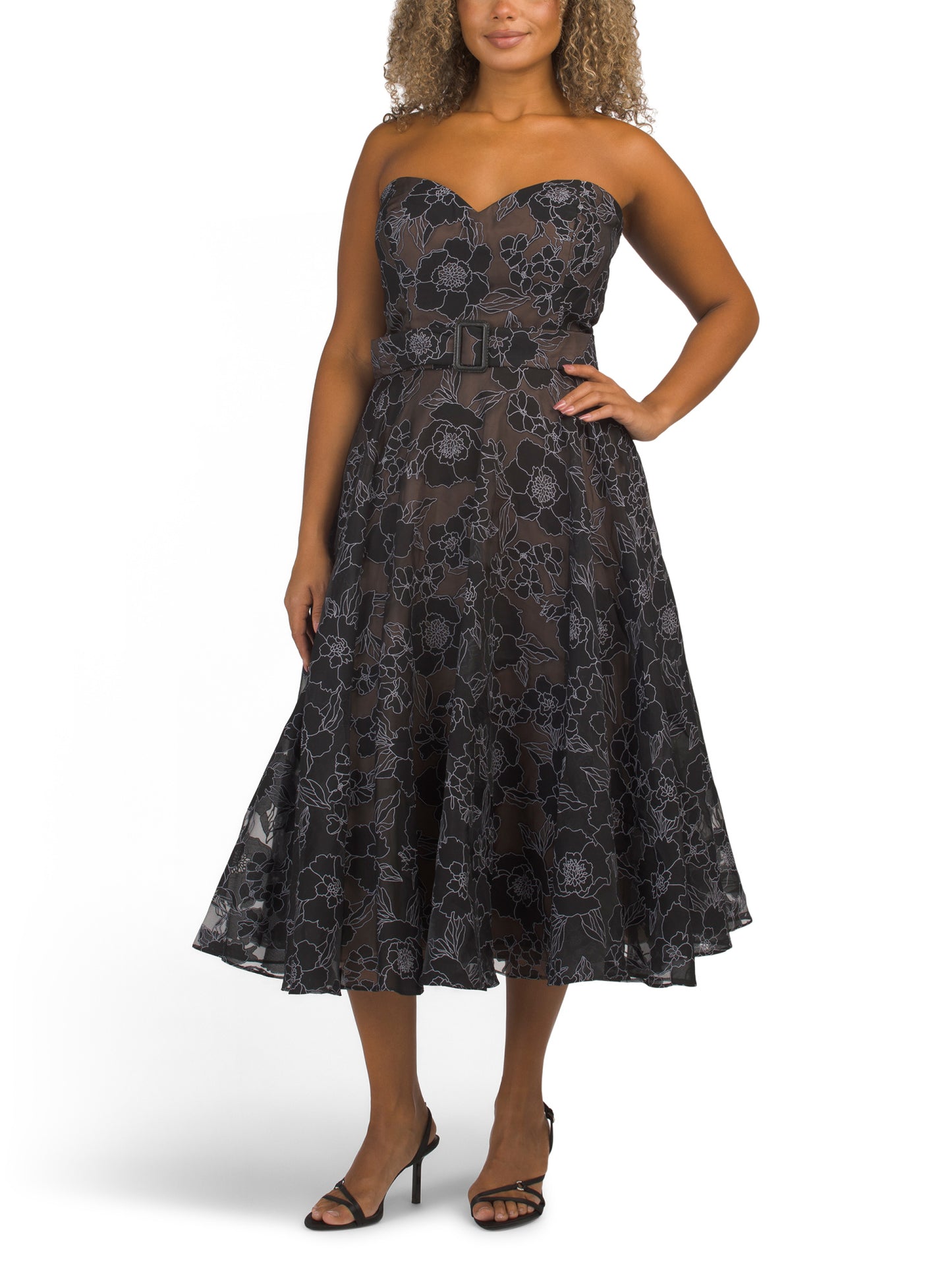 RENE BY RENE RUIZ Kəmər Beli Strapless Çay Uzunluğunda Geyim