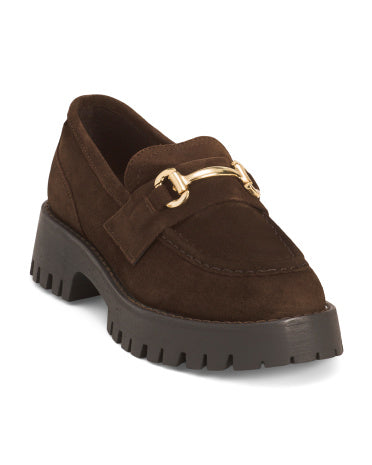 STEVE MADDEN Mexikada İstehsal Edilən Süet Lando Topuqlu Loafer Ayaqqabıları