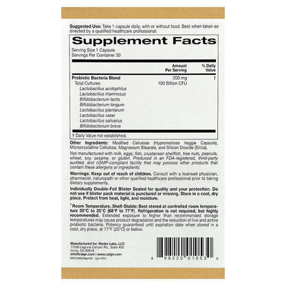 California Gold Nutrition Lactobif 100 Probiotiklər 100 Milyard CFU 30 Bitki Kapsulu YoxYox