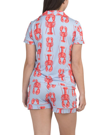 CHELSEA PEERS 2 Hissəli Istakoza Qısa Kollu Pijama Dəsti