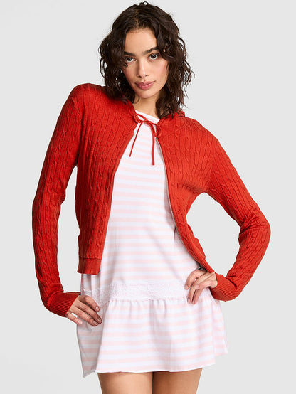 PINK Hudson Cable Knit Full Zip Hoodie