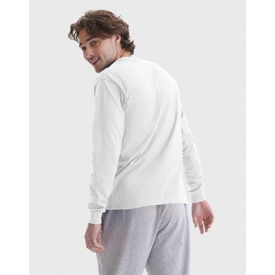 Hanes Beefy Kişi Uzun Qol Köynəyi, Pambıq Ağ L