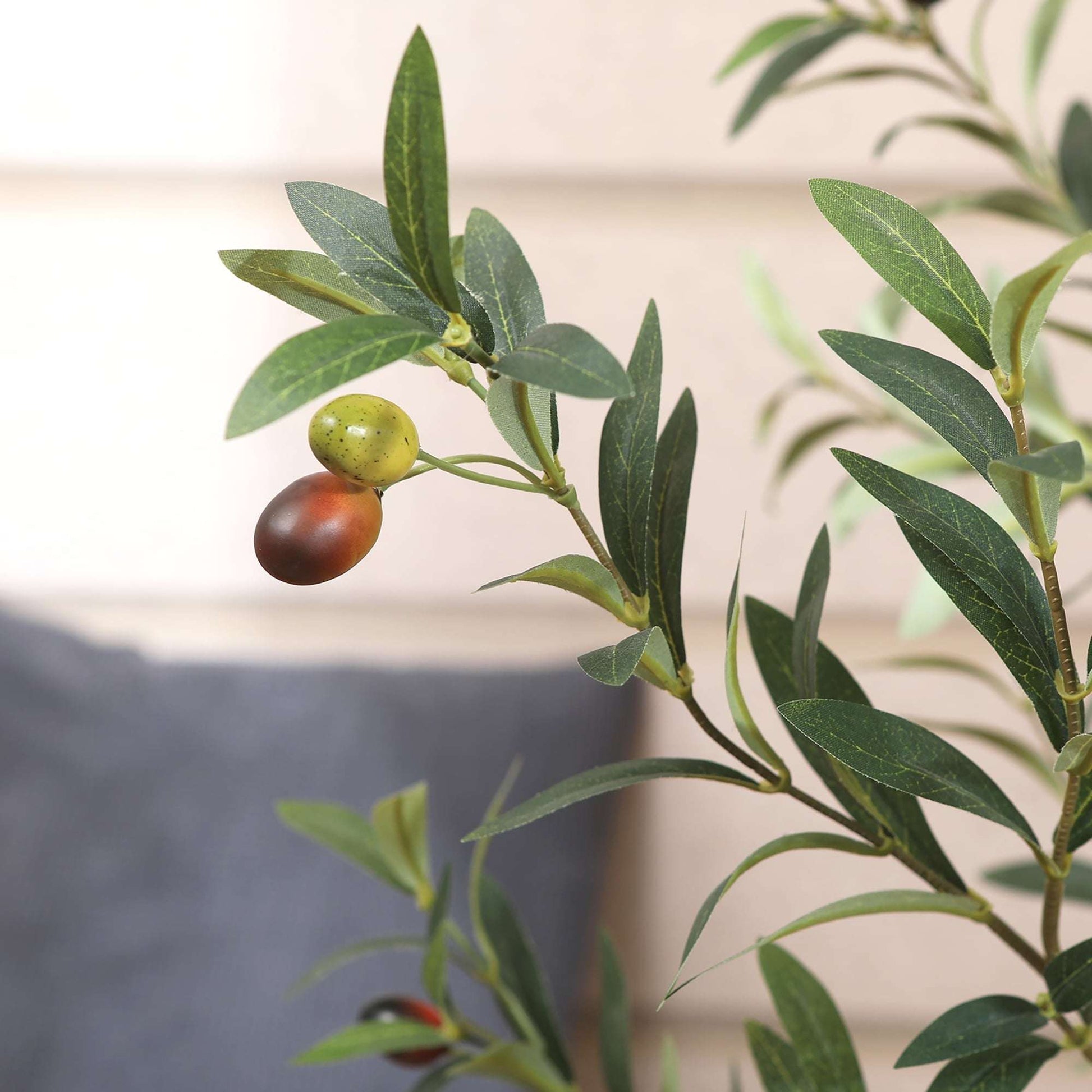 DR.Planzen 6ft Artificial Olive Tree Indoor, Tall Faux Olive Tree, Artificial Plants with Natural Wood Trunk and Lifelike Fruits for Home Office Decor YoxYox