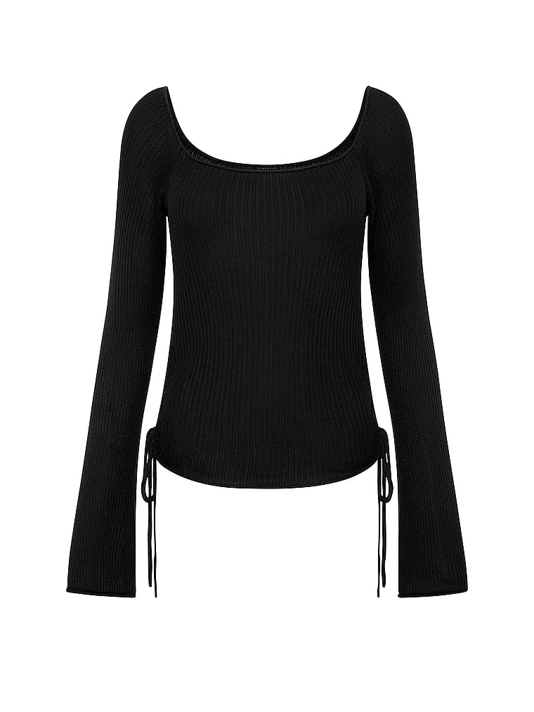 PINK Side-Ruched Oﬀ-The-Shoulder Sweater