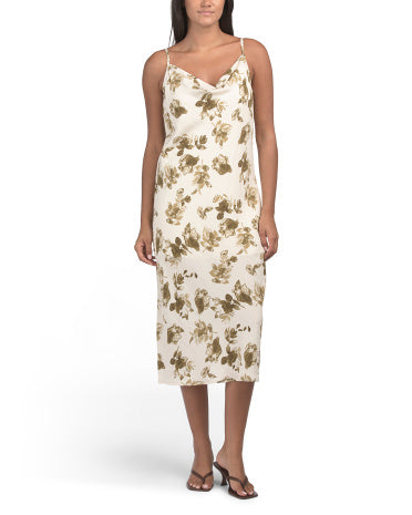 VELVET HEART Cowl Neck Floral Print Satin Geyim