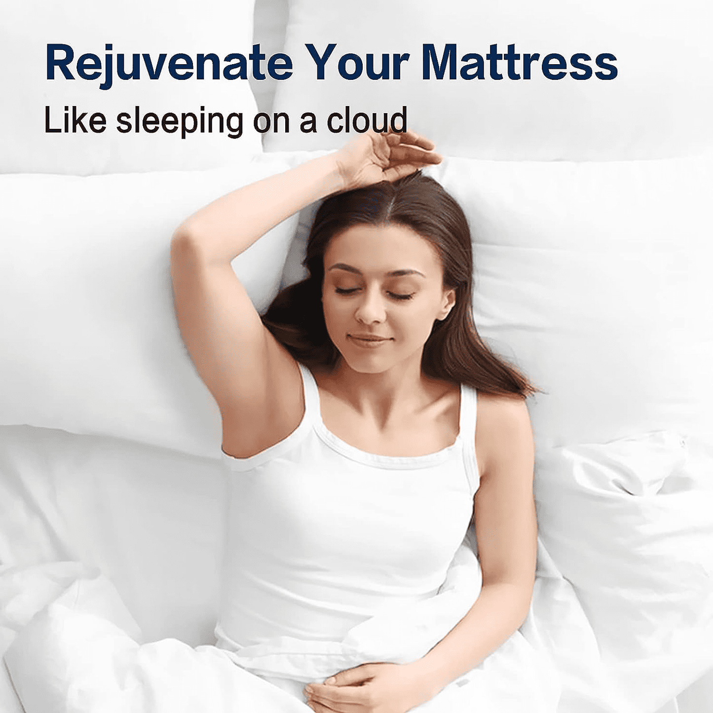 EMONIA 100% 400TC Matras Üstü Kraliçə Ölçüsü Bel Ağrısı Üçün, 900GSM Matras Pedi Yastıq Üstü, Yaqalı Tükəmilləştirilmiş Matras Qoruyucu Örtüyü 8-21" Dərin Elastik Cib ilə, Yumşaq Rahat Nəfəs Keçən (Ağ, Kraliçə) YoxYox
