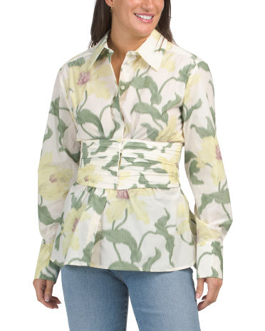 REBECCA TAYLOR Noveau Fleur Wrap Print Bluzka