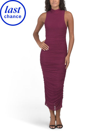 Sonia Rhinestone Mock Neck Midi Geyim