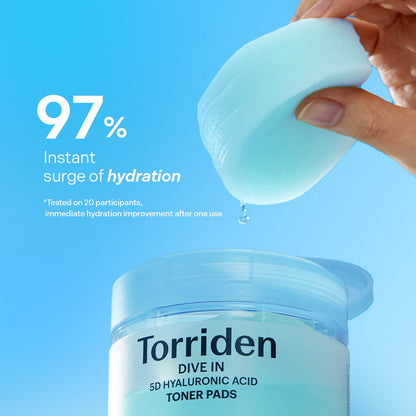 Torriden DIVE IN 5D Hialuron Turşusu Toner Pad Dərinə Nəmləndirmə və Eksfoliasiya üçün
