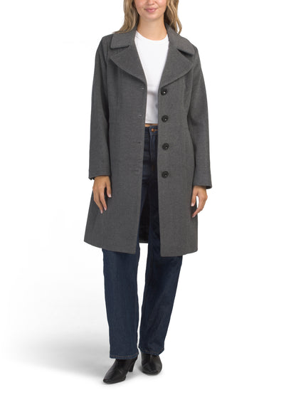 ANNE KLEIN Yün və Kəşmir Qarışığı Tək Cəbhəli Qeyd Yaqa Paltası
