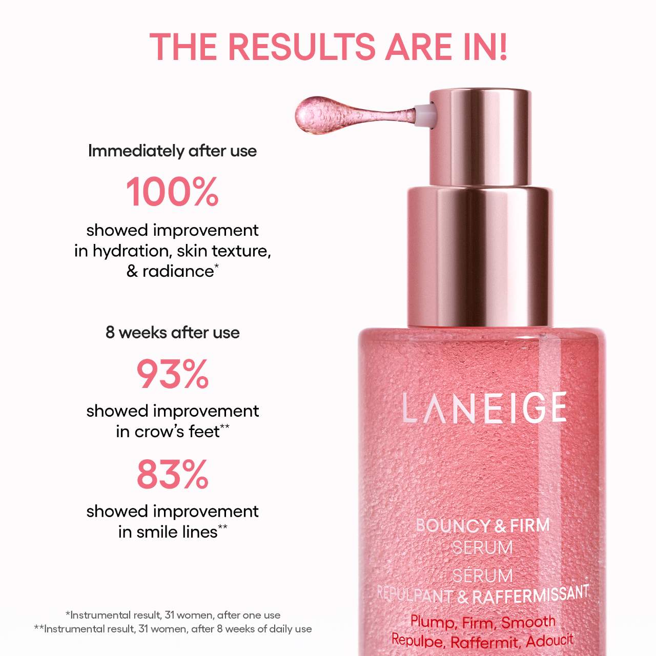 LANEIGE Bouncy & Firm Radiance Boosting Serum with Peony & Collagen Complex™