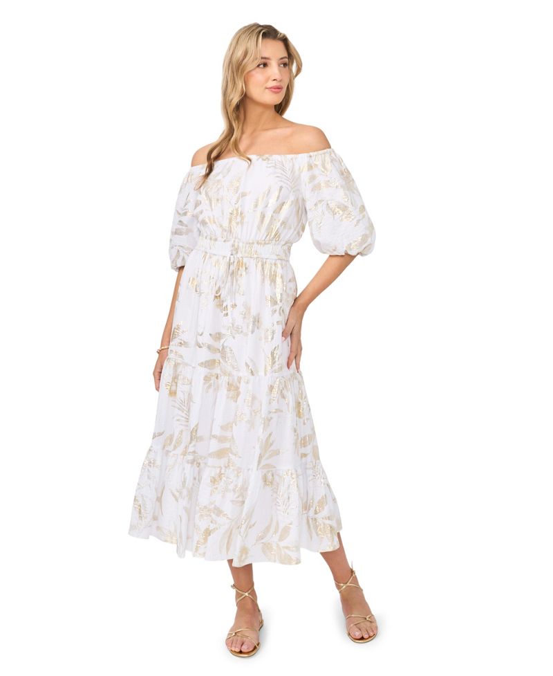 Vince Camuto Qadın Off-The-Shoulder Səviyyəli Fırıldaqı Geyim