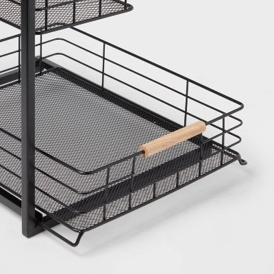 Brightroom İki Qatlı Metal Mutfaq Lavabosı Altı Saxlama Təşkilatçısı Qara